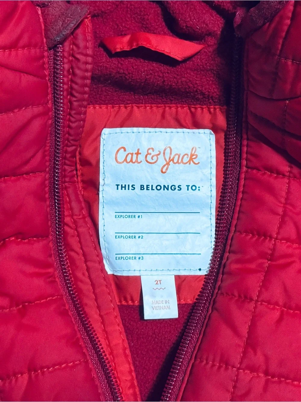 Cat & Jack Red Quilted Hooded Jacket